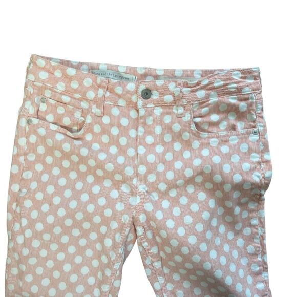 Pilcro (Anthropologie) High Rise Bootcut Pink & White Polka Dot Jeans, 28 Petite - Picture 6 of 10